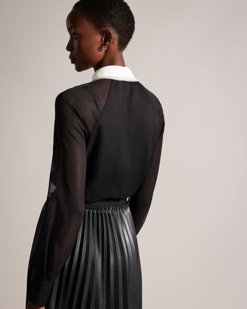 CHAYSE-Tops-Contrast Collar Blouse- Ted Baker Romania